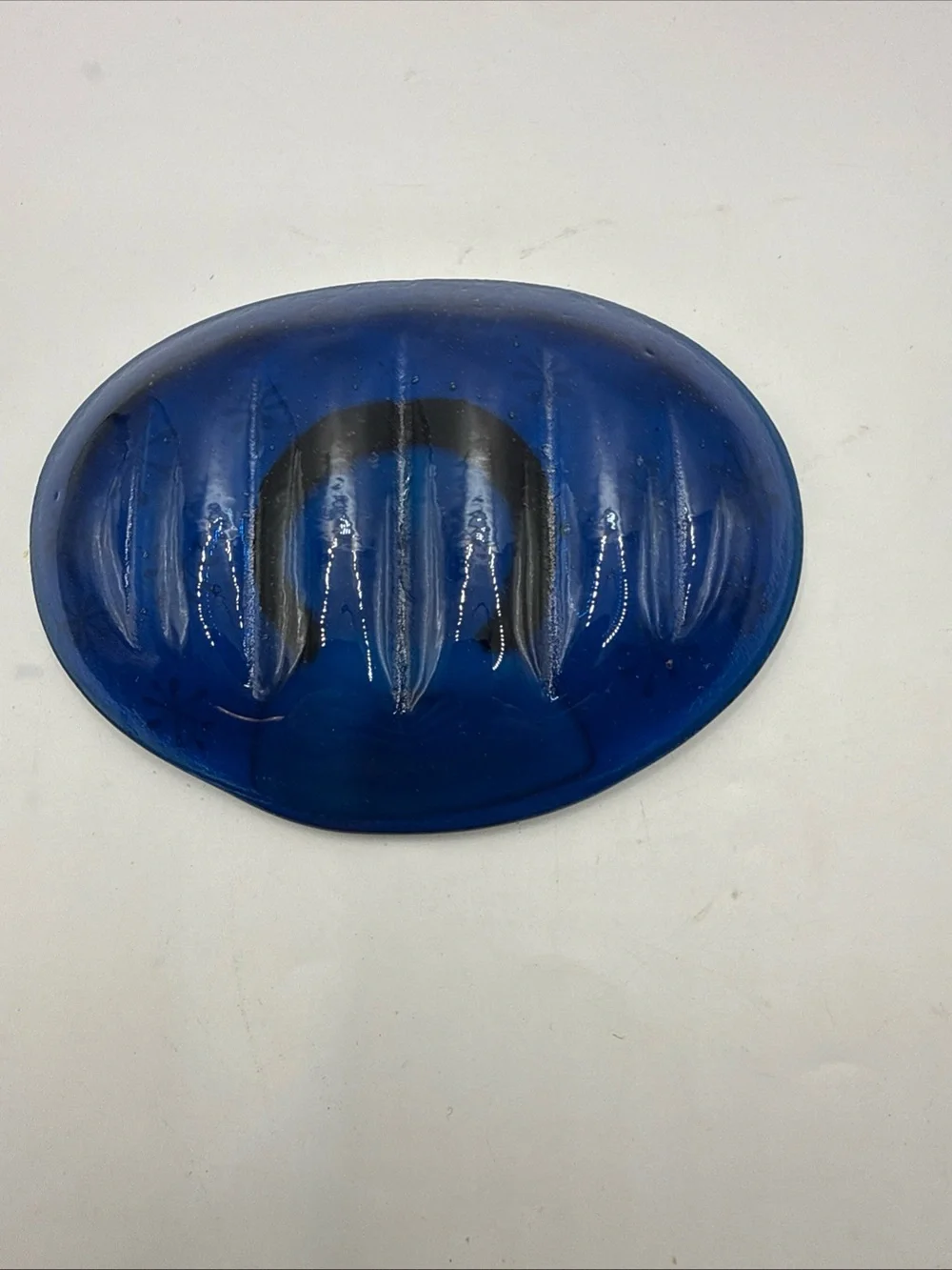 Blue Snowman Fused Glass Soap Dish - Holiday Decor